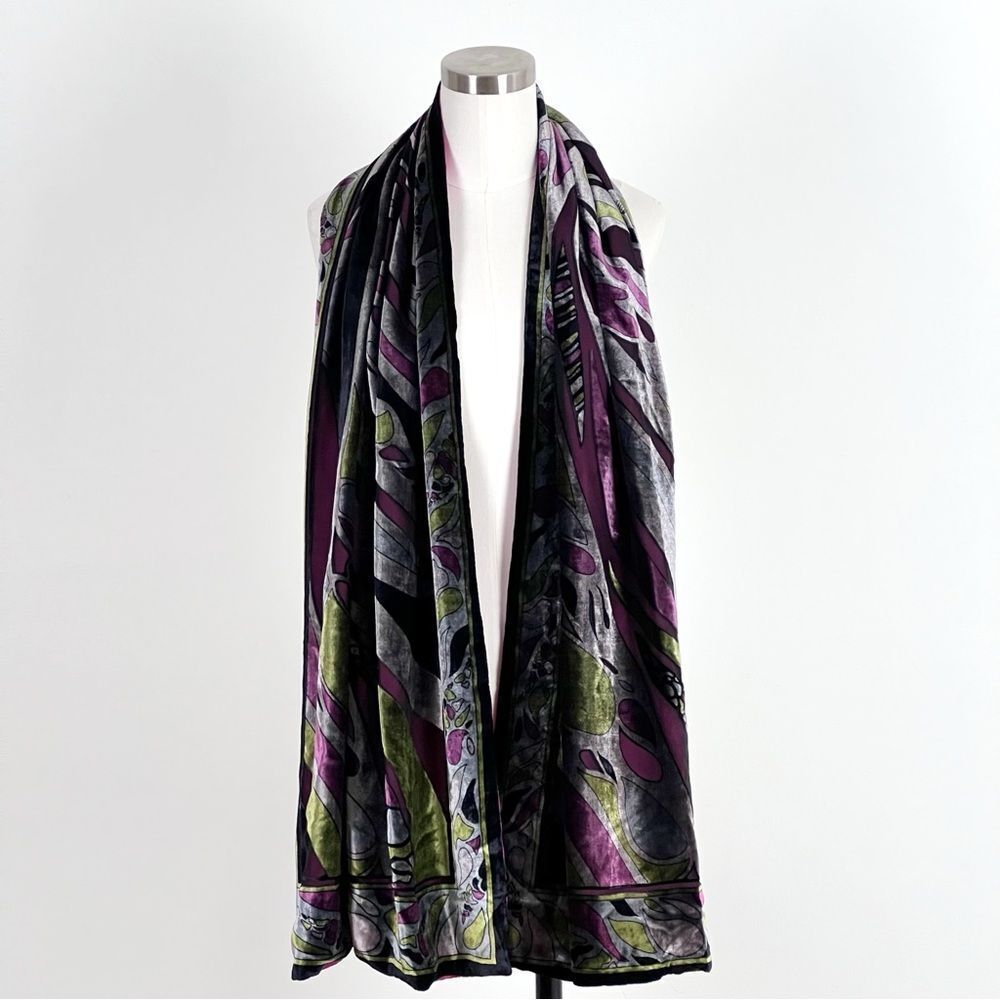 Vintage ACCESSORY Oscar De La Renta Velvet Metallic Pink Scarf 70"x21"